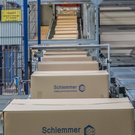 Schlemmer cable production boxes coming out of the production line in the Production Site Hassfurt